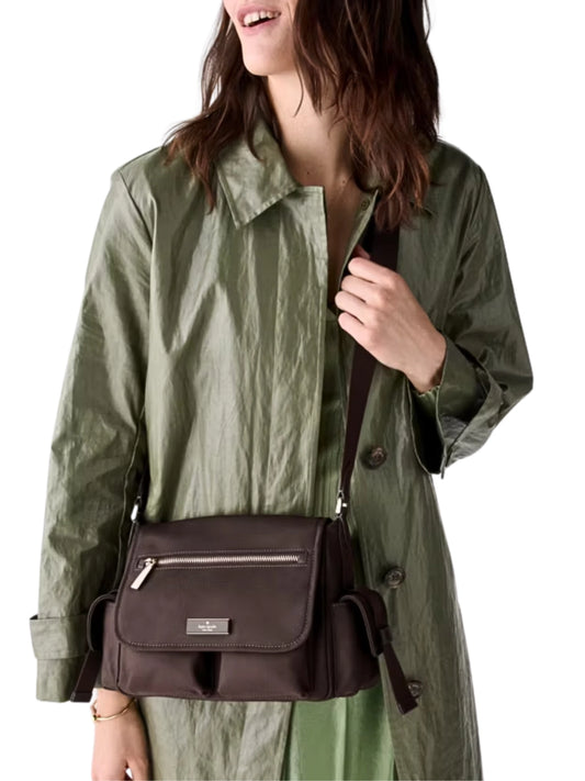 on-model-Kate-Spade-Carter-Nylon-Messenger-Cargo-Crossbody-Bag-Hot-Fudge