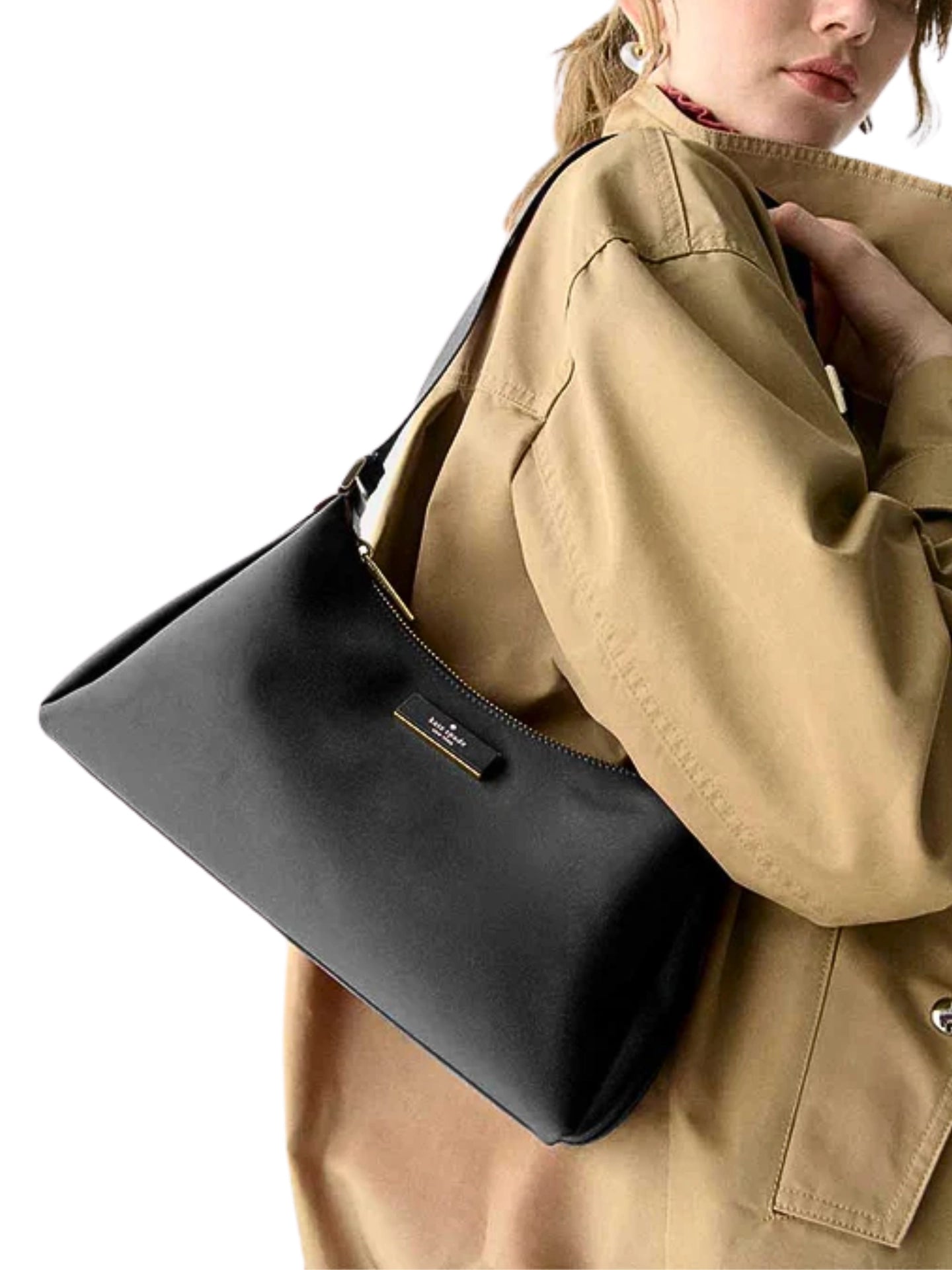 on-model-Kate-Spade-Carter-Nylon-Small-Shoulder-Bag-Black