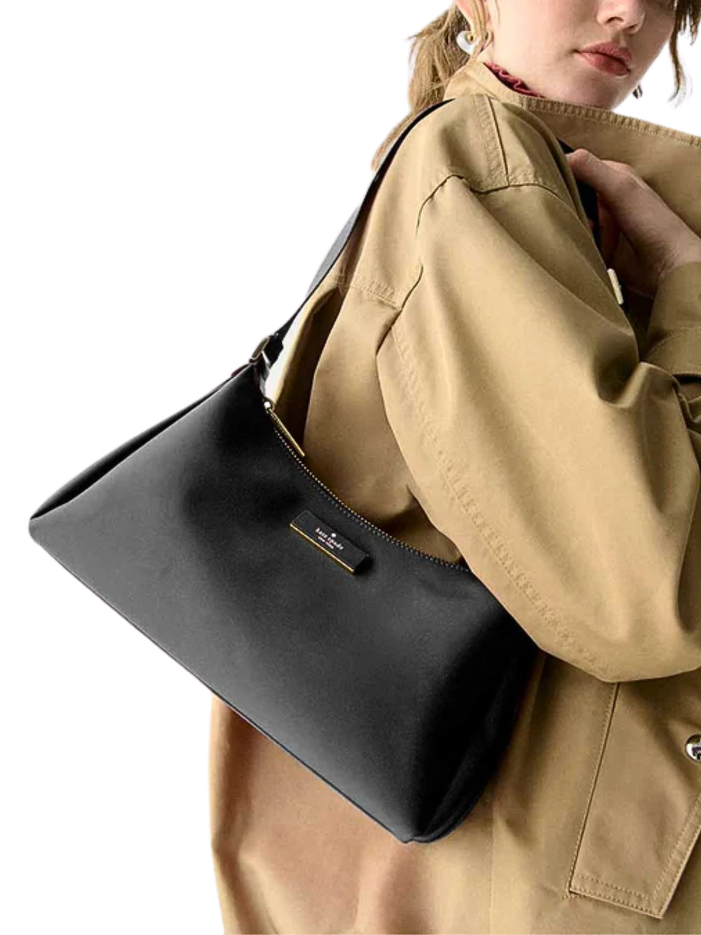 on-model-Kate-Spade-Carter-Nylon-Small-Shoulder-Bag-Black