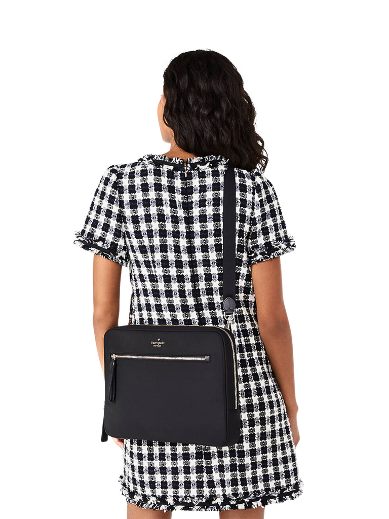 on-model-Kate-Spade-Chelsea-Laptop-Sleeve-With-Strap-Black