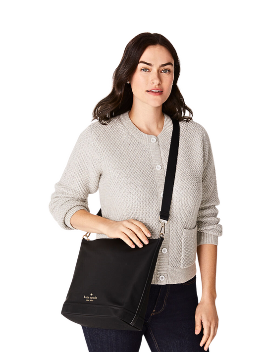 on-model-Kate-Spade-Chelsea-Large-Duffle-Crossbody-Bag-Black