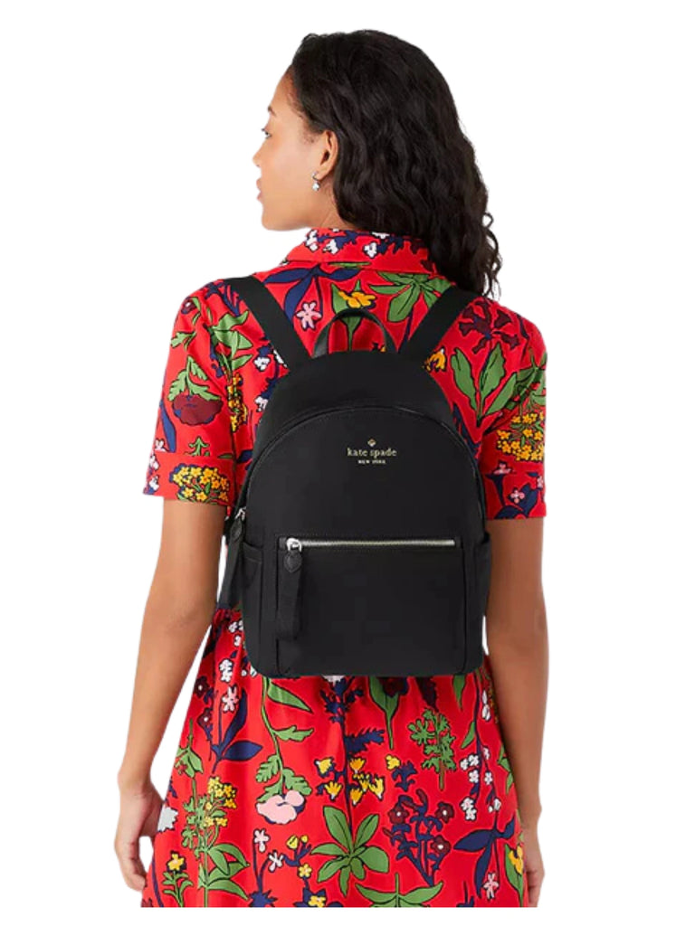 on-model-Kate-Spade-Chelsea-Medium-Nylon-Backpack-Black