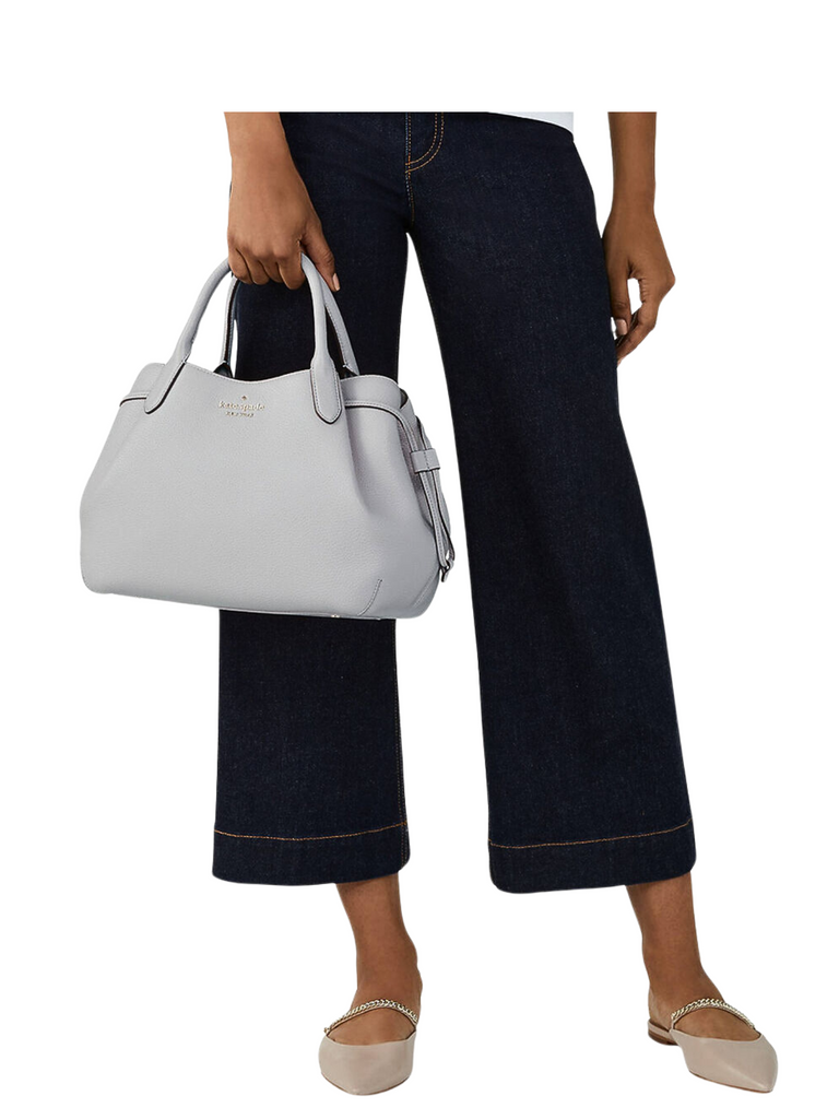 on-model-Kate-Spade-Dumpling-Pebbled-Leather-Large-Triple-Compartment-Satchel-Mountain-Grey