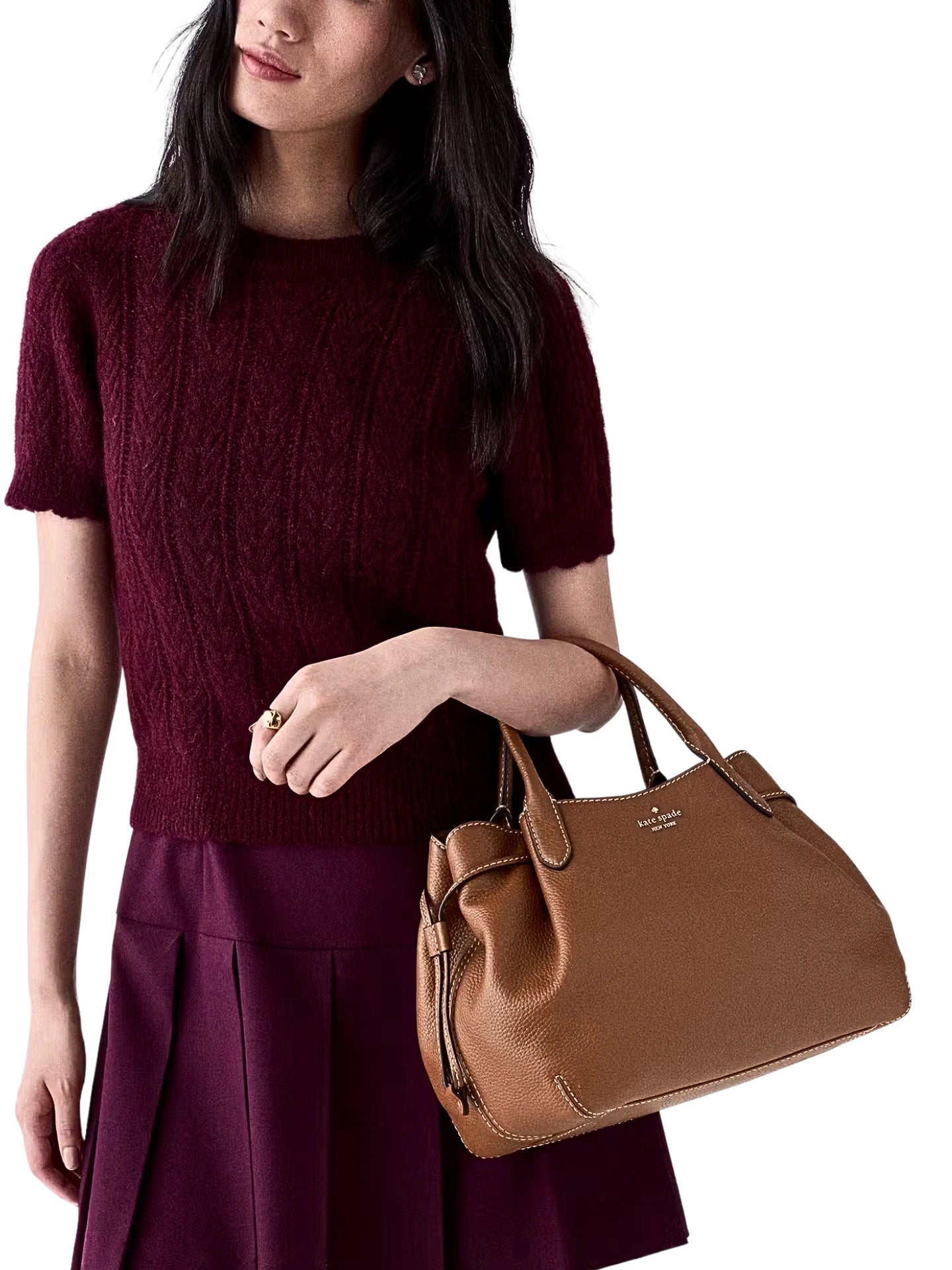 on-model-Kate-Spade-Dumpling-Pick-Stitch-Large-Satchel-Bag-Warm-Gingerbread