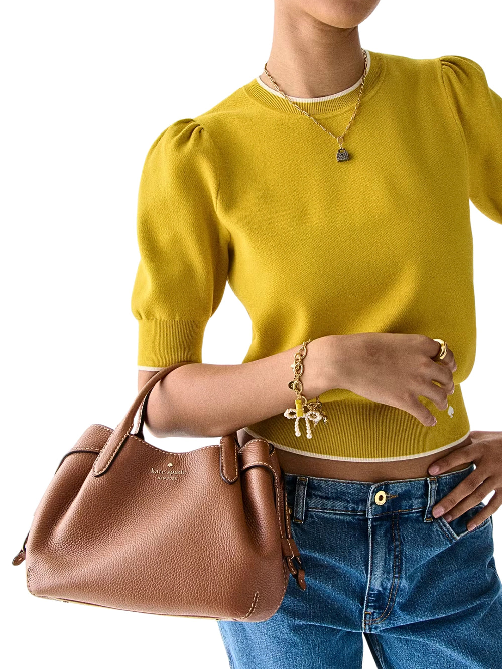 on-model-Kate-Spade-Dumpling-Pick-Stitch-Small-Satchel-Bag-Warm-Gingerbread