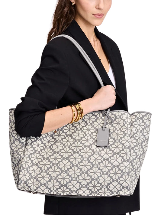 on-model-Kate-Spade-Flower-Jacquard-Large-Everything-Tote-Bag-Grey-Multi