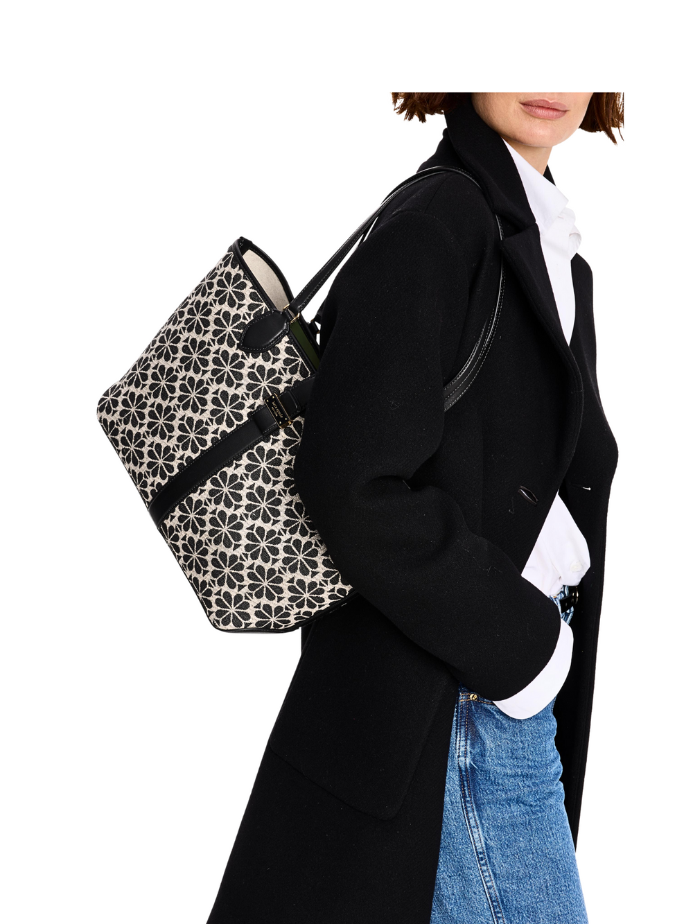 on-model-Kate-Spade-Flower-Jacquard-Medium-Open-Tote-Sand-Multi