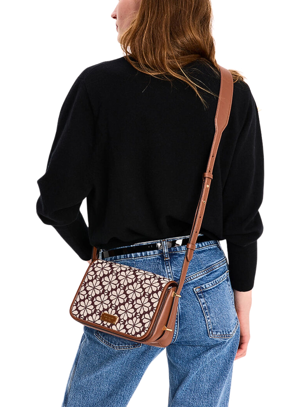 on-model-Kate-Spade-Flower-Jacquard-Small-Flap-Crossbody-Burgundy-Multi