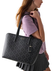 on-model-Kate-Spade-Flower-PVC-Tote-Black