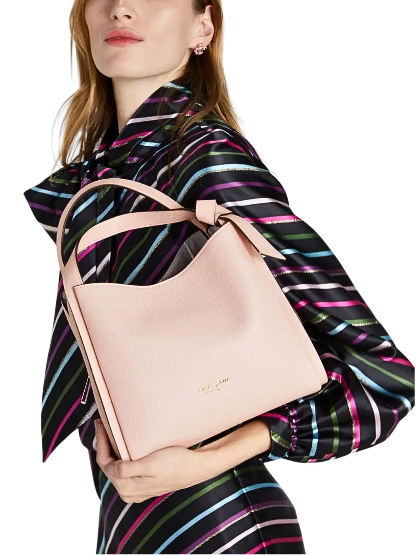 on-model-Kate-Spade-K6552-Knott-Medium-Crossbody-Tote-Bag-Mochi-Pink