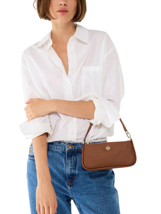 on-model-Kate-Spade-Kayla-Pebbled-Leather-Convertible-Wristlet-Brown