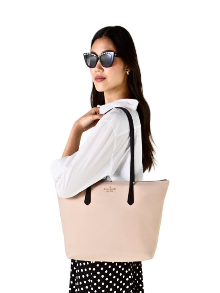 on-model-Kate-Spade-Kitt-Colorblock-Medium-Tote-Warm-Beige