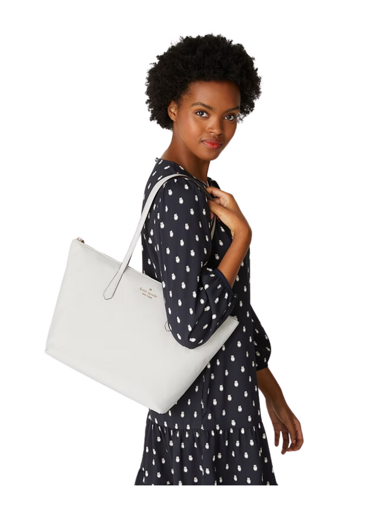 on-model-Kate-Spade-Kitt-Large-Nylon-Tote-Platinum-Grey
