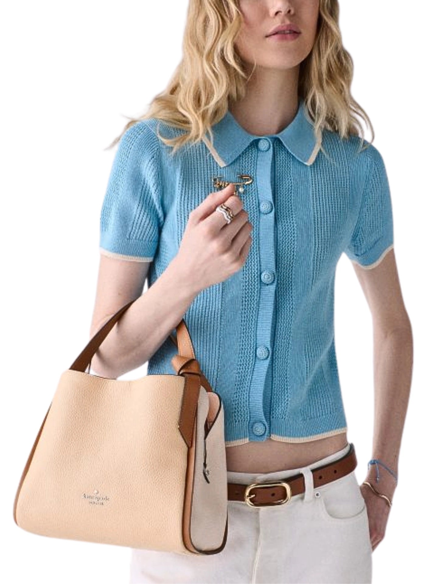 on-model-Kate-Spade-Knott-Carryall-Colorblocked-Medium-Crossbody-Bag-Crisp-Peach-Multi