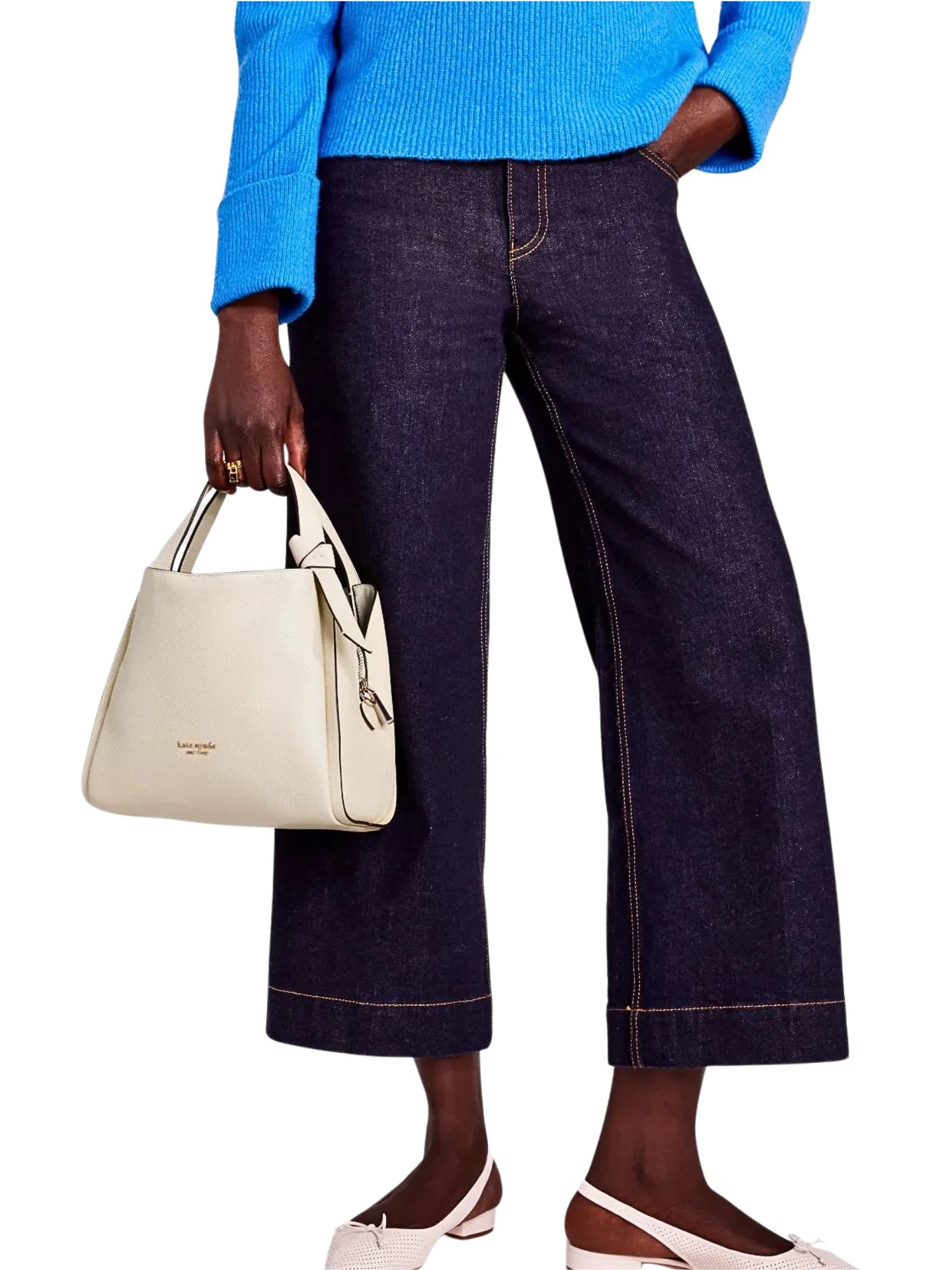 on-model-Kate-Spade-Knott-Medium-Crossbody-Tote-Bag-Milk-Glass