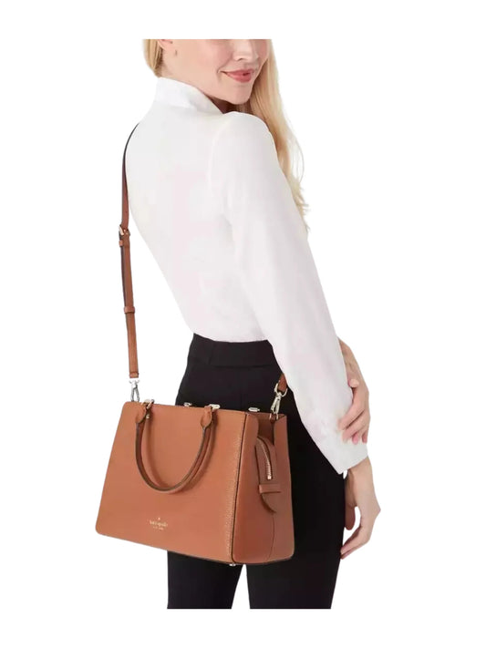 on-model-Kate-Spade-Leila-Medium-Triple-Compartment-Satchel-In-Warm-GingerbreadWEBP
