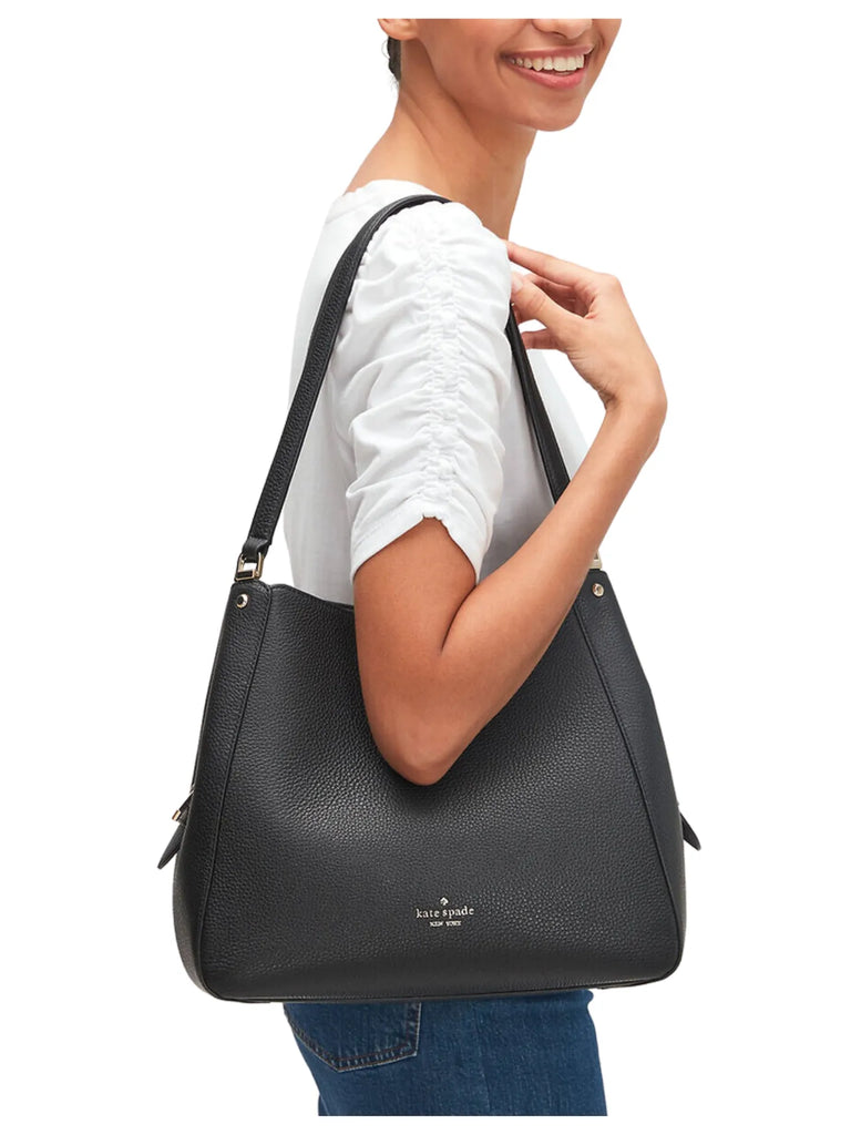 Kate Spade Leila Medium Triple Compartment Shoulder Bag Black Balilene