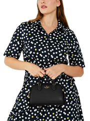 on-model-Kate-Spade-Madison-Saffiano-Leather-Duffle-Crossbody-Bag-Black