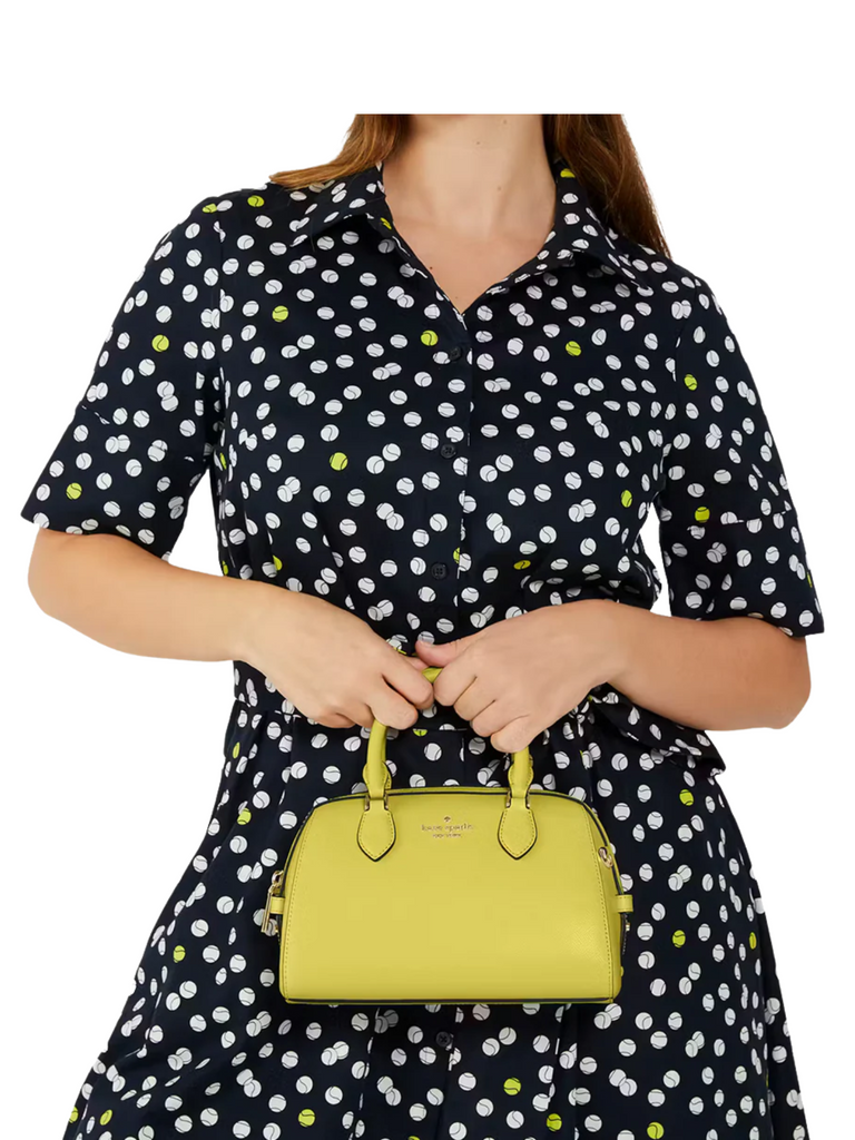 on-model-Kate-Spade-Madison-Saffiano-Leather-Duffle-Crossbody-Bag-Lime-Slice