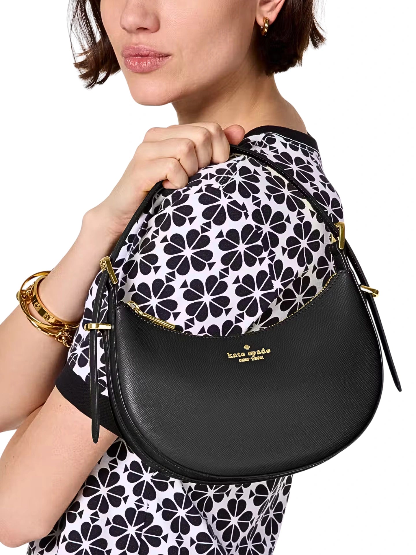 on-model-Kate-Spade-Nova-Crescent-Shoulder-Bag-Black