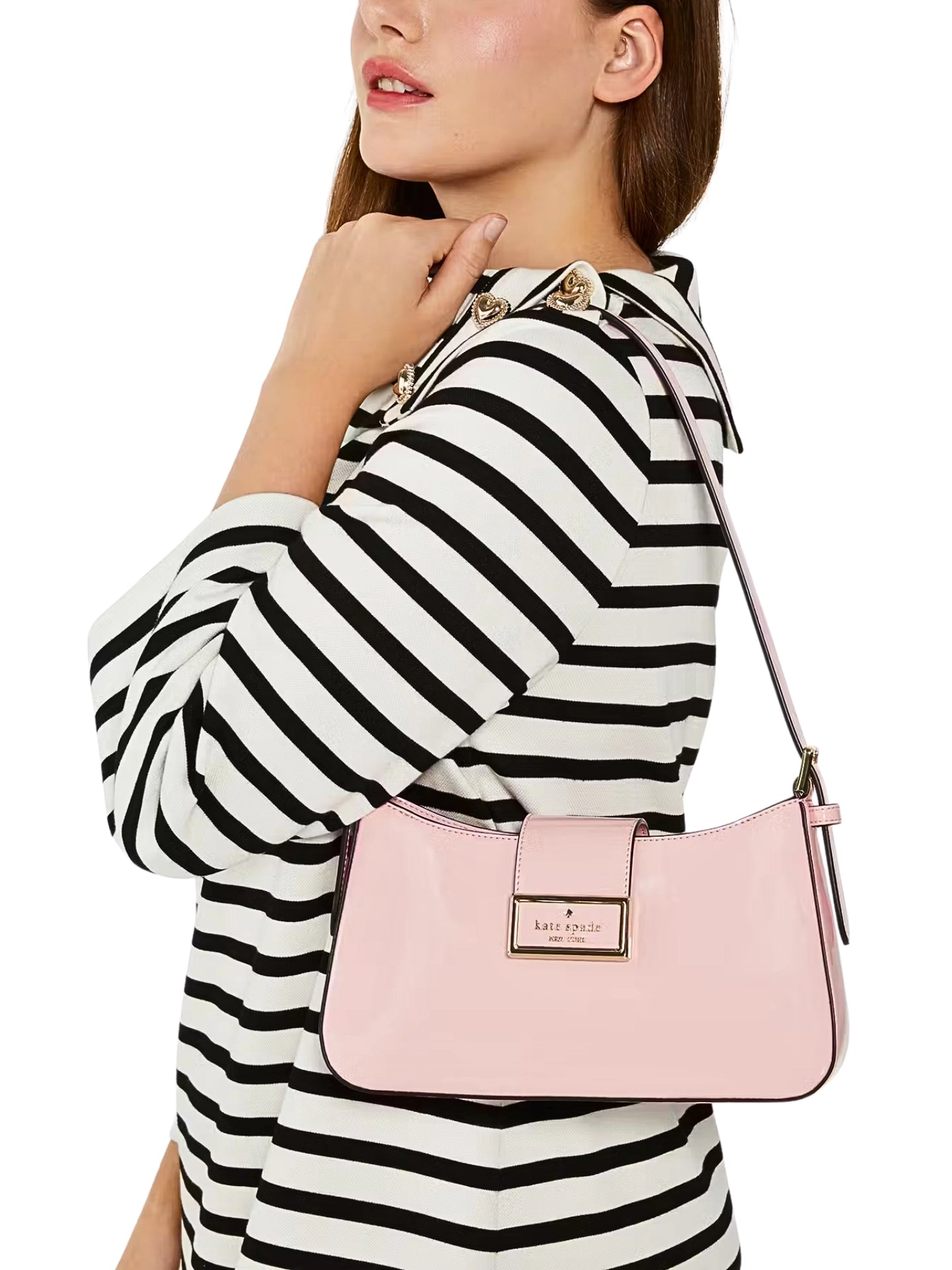 on-model-Kate-Spade-Reegan-Patent-Fabric-Small-Shoulder-Bag-Tea-Rose