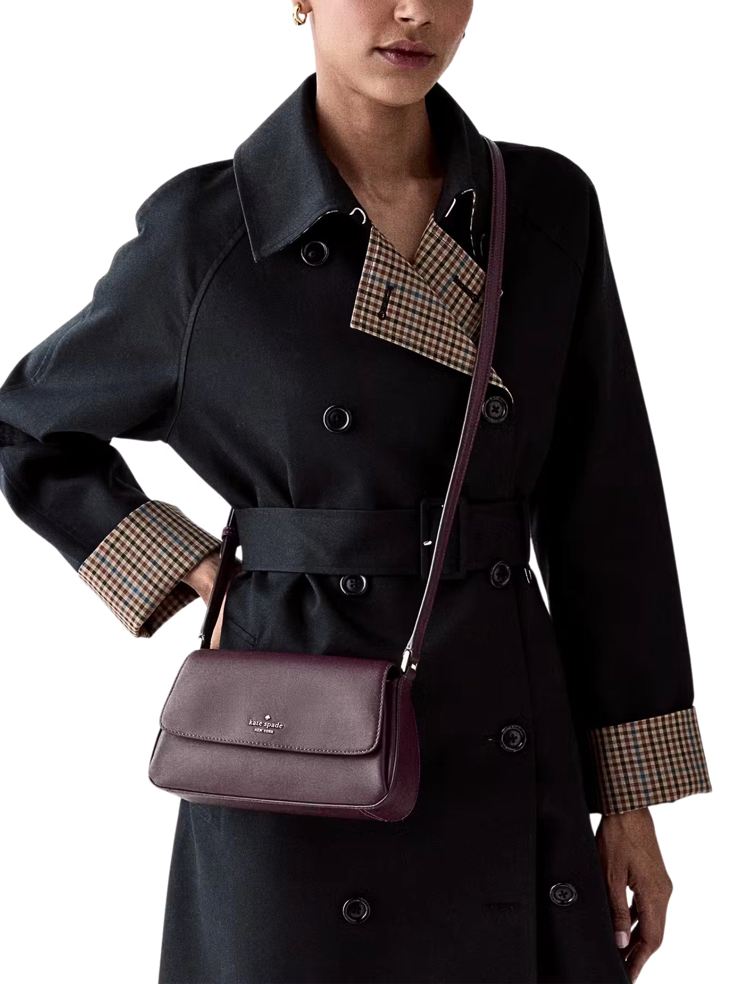 on-model-Kate-Spade-Sutton-Mini-Flap-Crossbody-Bag-Deep-Cherry