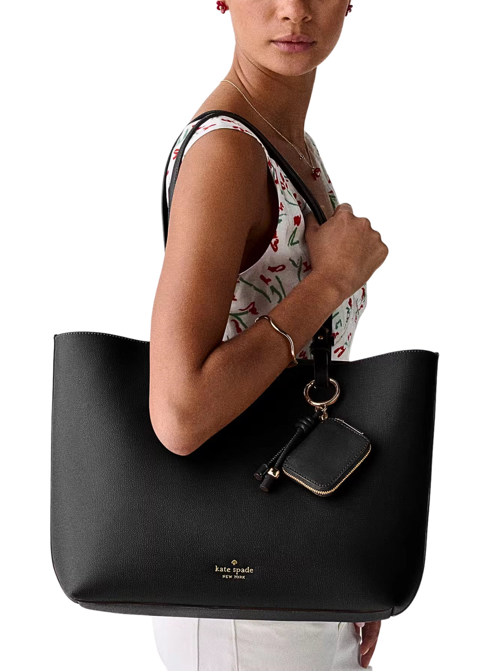 on-model-Kate-Spade-Tessa-Tote-Bag-With-Charm-Black