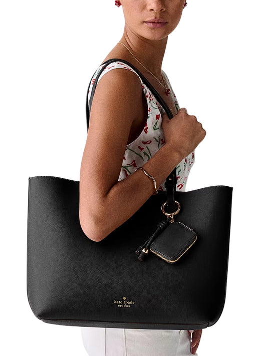 on-model-Kate-Spade-Tessa-Tote-Bag-With-Charm-Black