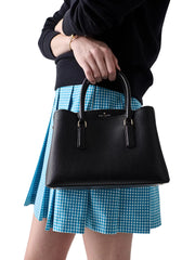 on-model-Kate-Spade-Thompson-Street-Small-Satchel-Bag-Black