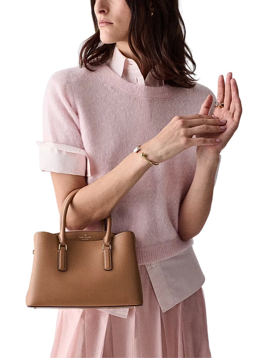 on-model-Kate-Spade-Thompson-Street-Small-Satchel-Bag-Tuscan-Brown
