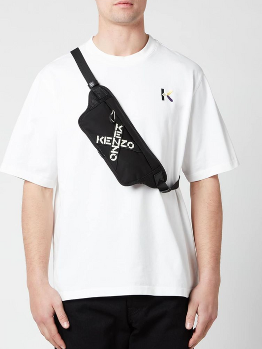 on-model-Kenzo- Logo- Print- Flat -Belt -Bag- Black