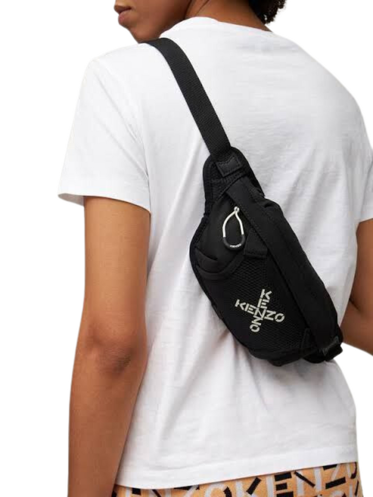 on-model-Kenzo- Mini- Logo- Print -Belt- Bag -Black