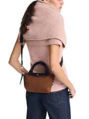 on-model-Longchamp-Le-Pliage-Energy-Extra-Small-Top-Handle-Bag-Chocolate
