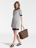 on-model-Louis-Vuitton-Neverfull-MM-Damier-Ebene-Cerise-Red