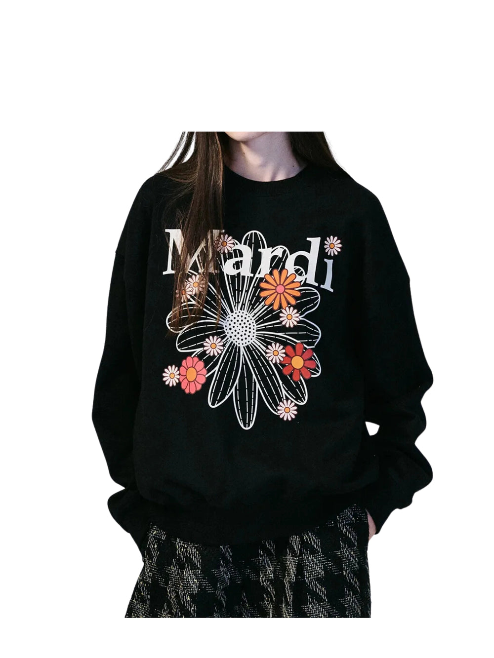 on-model-Mardi-Mercredi-Sweatshirt-Flowermardi-Blossom-Black-Cream