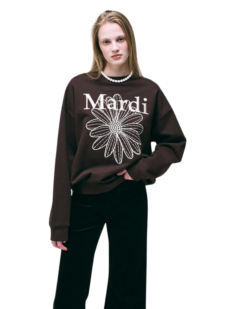 Mardi Mercredi Sweatshirt Flowermardi Needlework Brown Cream Mardi Mercredi Sweatshirt Flowermardi Needlework Brown Cream