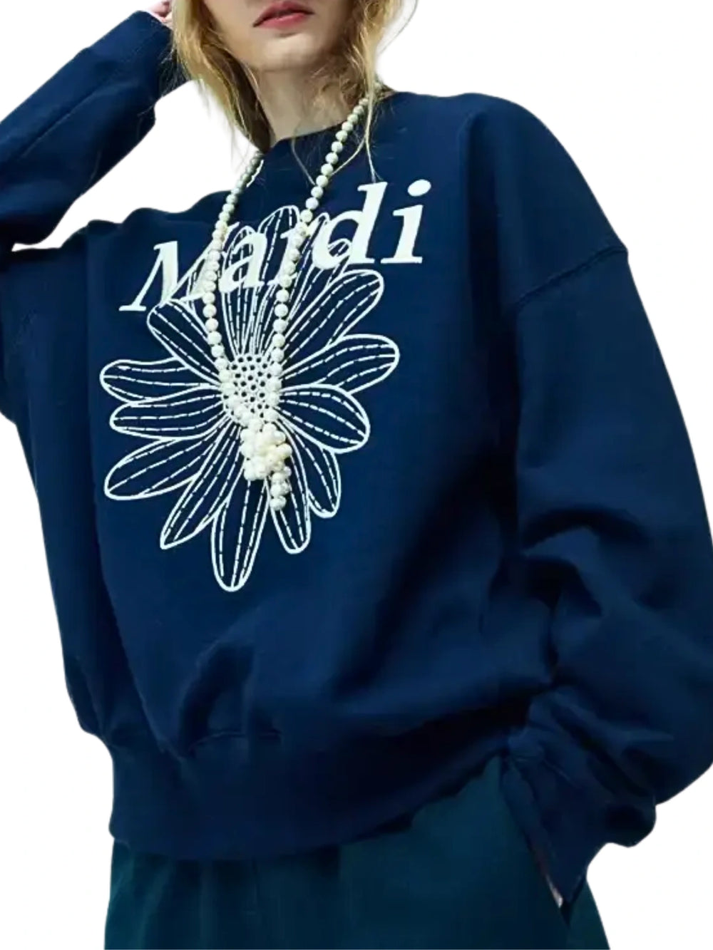 on-model-Mardi-Mercredi-Sweatshirt-Flowermardi-Needlework-Navy-Cream