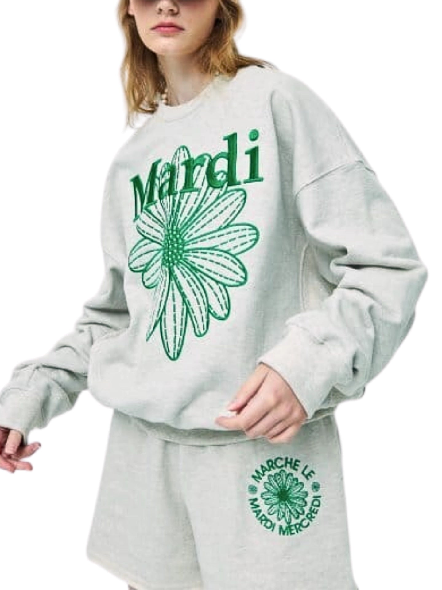 on-model-Mardi-Mercredi-Sweatshirt-Flowermardi-Needlework-Oatmeal-Green