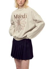 Mardi Mercredi Sweatshirt Flowermardi Needlework Oatmeal Taupe