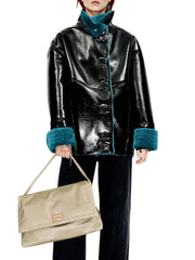 on-model-BYL-Medium-Nylon-Flap-Bag-Khaki