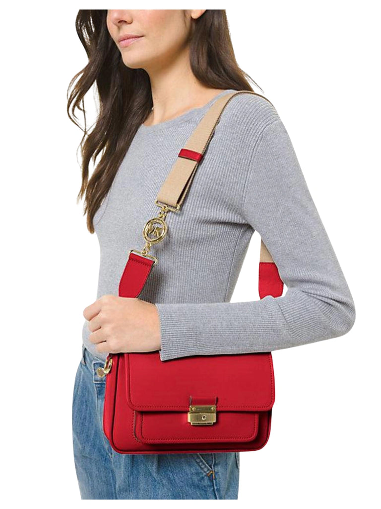 on-model-Michael-Kors-Bradshaw-Medium-Pocket-Camera-Bag-Leather-Crossbody-Crimson