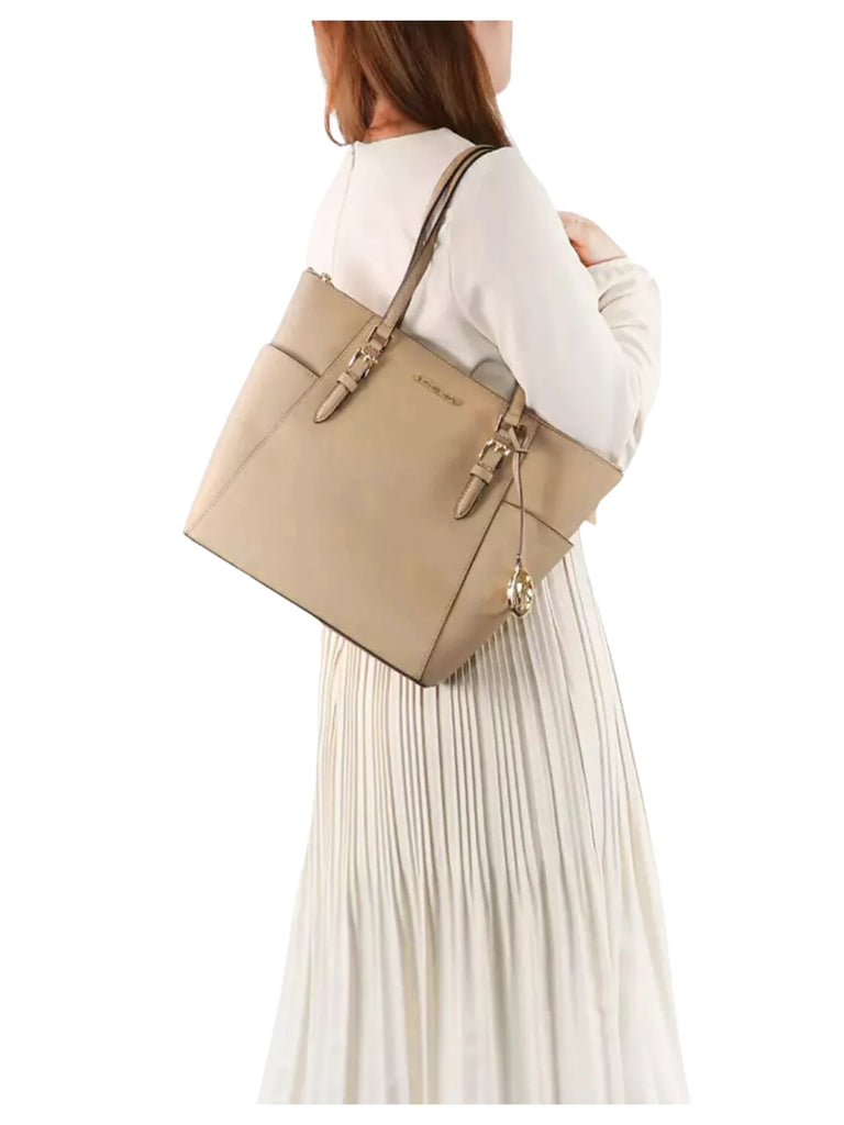 on-model-Michael-Kors-Charlotte-Large-Top-Zip-Tote-Leather-Camel