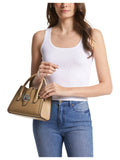 on-model-Michael-Kors-Gabby-Small-Sathel-Bag-Camel