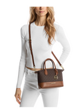 on-model-Michael-Kors-Hyde-Small-Logo-Satchel-Brown