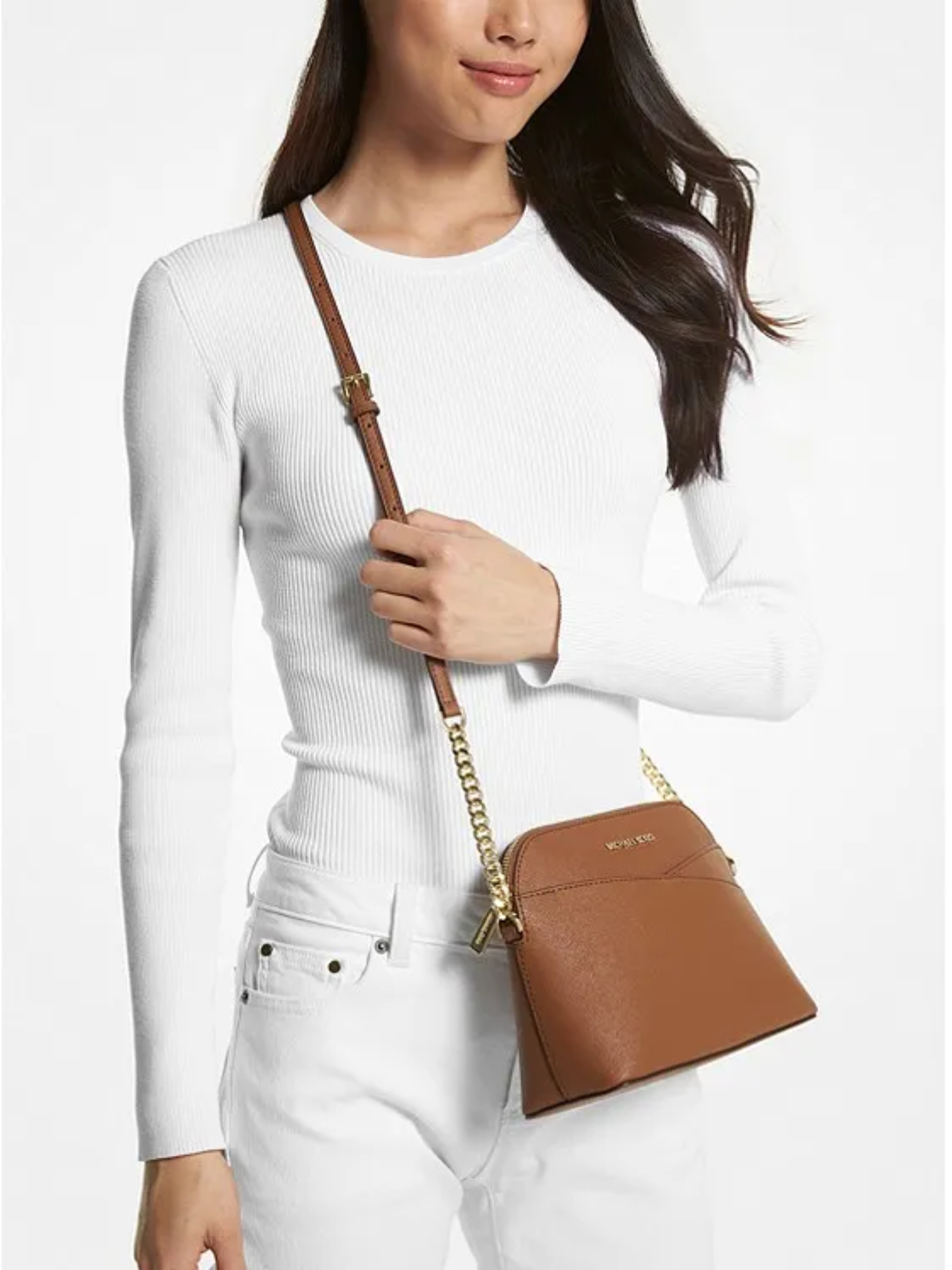 on-model-Michael-Kors-Jet-Set-Dome-Medium-Luggage