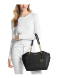 on-model-Michael-Kors-Jet-Set-Travel-Large-Chain-Shoulder-Tote-Bag-Black
