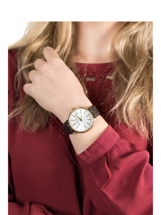 on-model-Michael-Kors-MK2857-Pyper-Crystal-Brown-Strap-Ladies-Watch