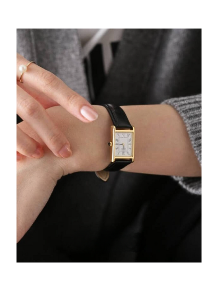 on-model-Seiko-SWR108P1-Classic-Women-Quartz-Leather-Strap-Watch-Gold-Black