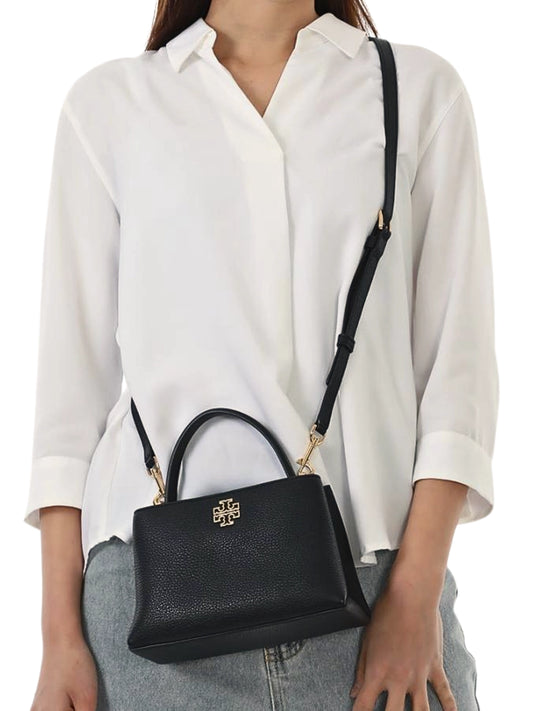 on-model-Tory-Burch-Britten-Mini-Satchel-Bag-Black