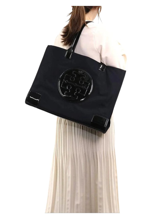 on-model-Tory-Burch-Ella-Patent-Tote-Black
